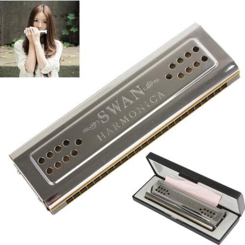 Professional Swan 24 Holes Key Of C&G Double-side Tremolo Harmonica For Harmonica Lover