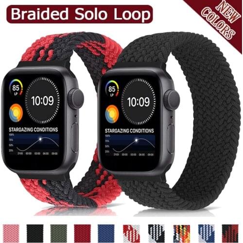 Elastic Braided Solo Loop Nylon Wrist Strap for Apple Watch Band 44mm 40mm 38mm 42mm Sport Bracelet for IWatch Series 6 SE 5 4 3