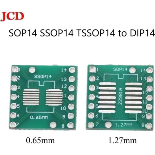 JCD SOP14 SSOP14 TSSOP14 to DIP14 Pinboard SMD To DIP Adapter 0.65mm 1.27mm to 2.54mm DIP Pin Pitch PCB Board Converter Socket