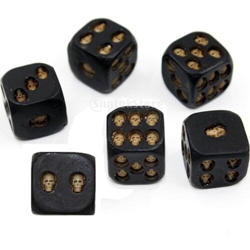 MagiDeal Dice with 3D Skull Death Black Skull Dice D6 Novelty Black Resin Skull Dice (5pcs)