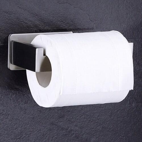Stainless Steel Toilet Paper Holder Wall Mount Self Adhesive Tissue Towel Rack