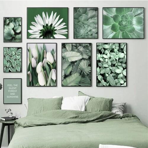 Nordic Geen Leaf Plant Wall Art Poster Flower Art Print Monstera Botanic Canvas Painting Modern Pictures Living Room Home Decor