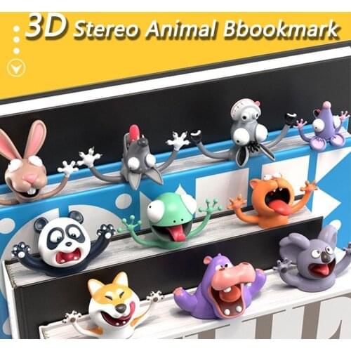 2020 New Bookmark 3D Cartoon Marker Animal Bookmarks Funny Student School Stationery Children Gift Resin Bookmark