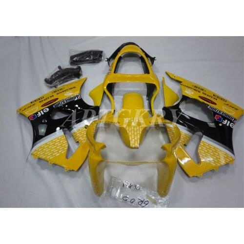 New ABS Plastic Shell Motorcycle Fairing kit Fit For Kawasaki ZX6R 636 600cc 2000 2001 2002 Bodywork set Custom Yellow Black