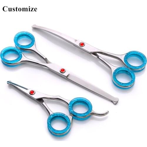 Customize 3 kit safety Round head Japan 6.5" Pet dog grooming hair scissors dog shears pet cutting barber hairdressing scissors