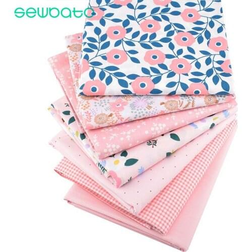SEWBATO 7 pcs/lot Printed Cotton Patchwork Fabric Floral Quilting Tissue For DIY Handmade Crafts Sewing Material