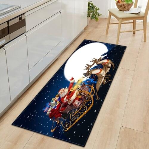 Modern Kitchen Carpet Christmas Pattern Door Mat Entrance Bedroom Bedside Carpet Home Mat Bathroom Anti-Slip Rug Hallway Floor