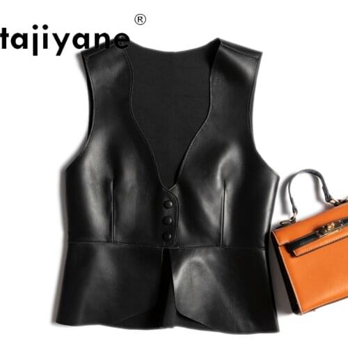 Tops Women for Real Sheepskin Sleeveless Jackets Womens Genuine Leather Vest Fashion Woman Vests Chaleco Mujer TN2863
