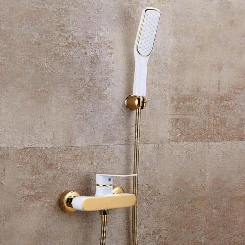 Bathroom Shower faucet set gold white brass fashion Europe style single lever chrome wall mounted shower faucet