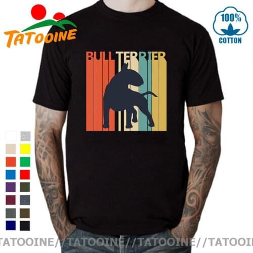 Tatooine Vintage 1970s Tee shirt Punk Summer Style T-shirt Retro Letter Printed Bull Terrier Dog T shirt Dog Owner Gift Clothing