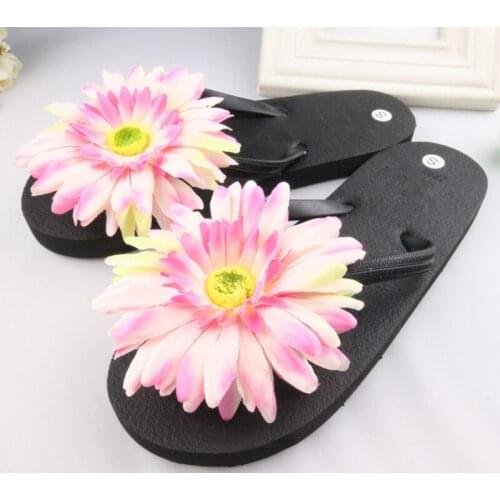 HAHA FLOWER High Quality Hand Sewn Pearls Beach Flat Sandals Women Anti-Skid Flip Flops