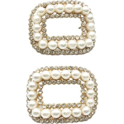 1 Pair Faux Pearl Shoe Buckle Shoe Clips For Wedding Party Shoe Decoration