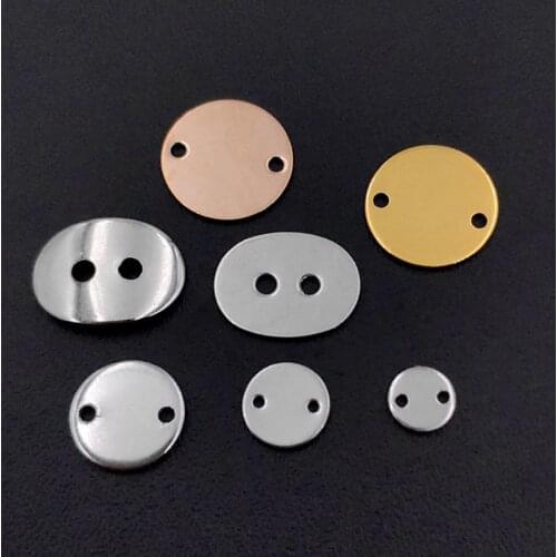 100pcs Double Hole Stamping Tags Charms Pendants End Chain Pendant Round Tag Charms for Necklace Bracelet Making