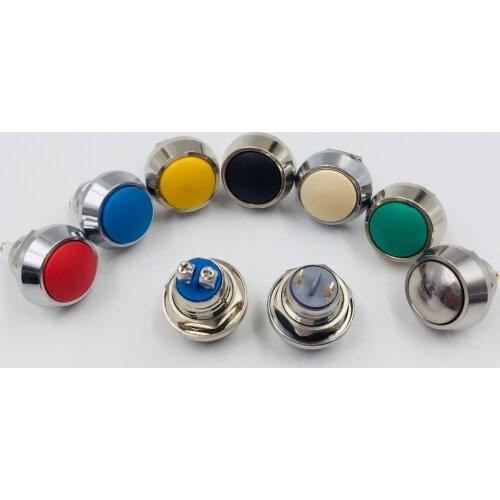 12mm Ball Round Head Reset Screw Solder Pin Feet Waterproof Metal Push Button Switch 3A220V Car Auto Horn Door Bell Swtich PC