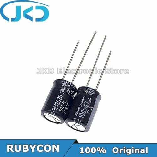 20pcs RUBYCON 47UF 100V 8*11.5mm 47UF100V 100V47UF 8x11.5mm Aluminum Electrolytic Capacitor 100% Original