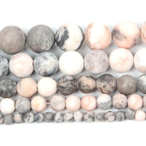 4-12mm Natural Stone Beads Loose Round Frosted Pink Zebra Stone Beads For Jewelry Making DIY Charm Bracelet Necklace Handmade