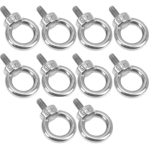 5/10Pcs M6 M8 Stainless Steel Lifting Ring Eye Bolt Heavy Duty Marine Grade Ring Screw Bolts Thread Eye Bolt Boat Accessory
