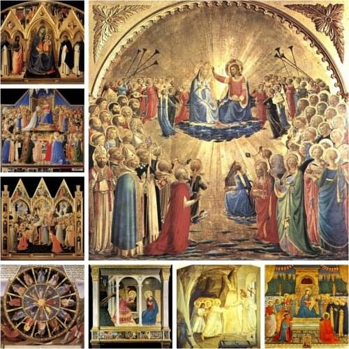 5D DIY Diamond Painting Fra Angelico Artworks Full Square Drill Cross Stitch Embroidery Picture Rhinestone Handicraft Home Decor