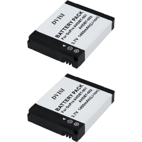 2Pcs/lot 1.4Ah AHDBT-001 AHDBT 001 AHDBT-002 Battery for GoPro Go Pro HD Hero1 Hero2 Motorsports Surf Outdoor 960 1080P Edition