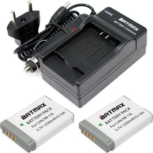 2Pcs 1250mAh NB-13L NB13L NB 13L Camera batteries + Charger Kits for Canon PowerShot G1 X Mark III G5 X G5X G7 X Mark II G7X G9