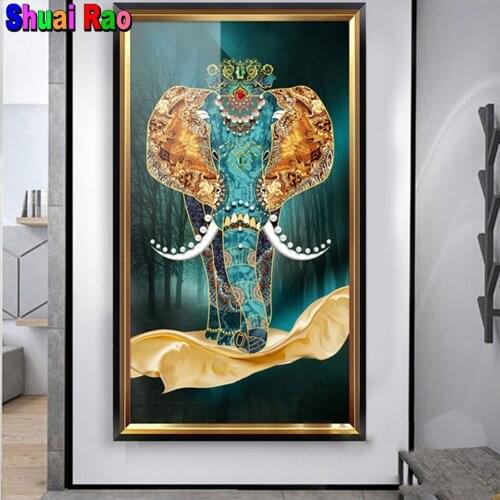Gloden elephant 5D DIY,Diamond Painting mosaic Full drill animal diamond Embroidery gift diamond stitch living room decor