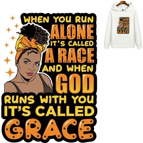Black Afric Girls Patches Thermal Heat Transfer Stickers Clothes Iron On Patches Women DIY T-Shirt Thermal Washable Patch
