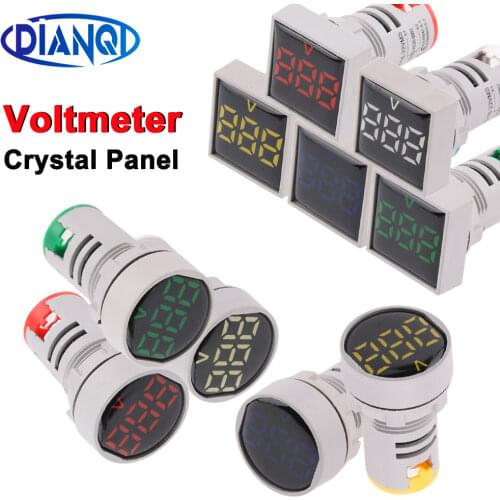 22mm AC20-500V LED digital square Voltmeter voltage meter indicator pilot light Red Yellow Green Blue White