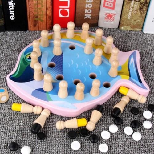 Kids Apple Cat Fish 2 in 1 Piece Match Memory Chess Puzzle Game Educational Toy Intelligence Develop Toys