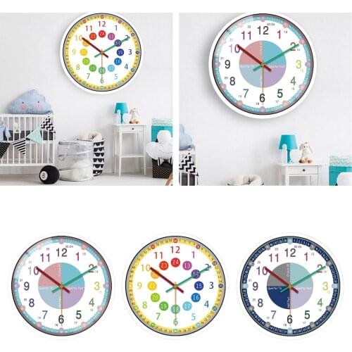 Kids Children Time Teaching Wall Clock - 12 Inch - Colorful Number Easy to Read