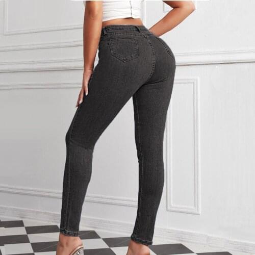 Womens Boyfriend Jean Hight Waisted Skinny Trousers Long Stretch Jeans Female 2021 New