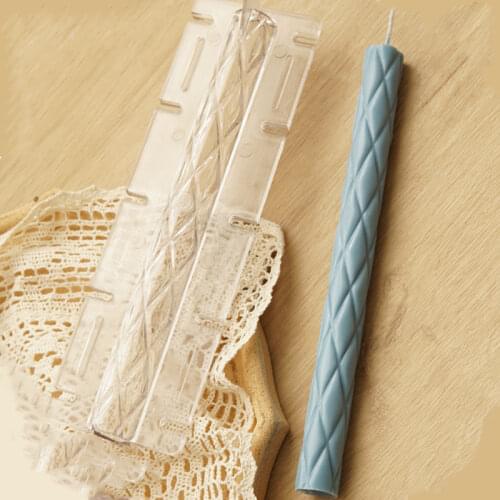 Two-Piece Diamond Embossed Pattern Cylinder Candle Mould DIY Aromatherapy Candle Plastic Mold Diamond Pattern Rod Candle Mould