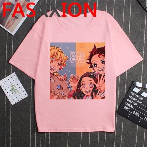 Demon Slayer T Shirt Women Kawaii Cartoon Kimetsu No Yaiba T-shirt Anime Demon Blade Unisex Tshirt Oversized Streetwear Female