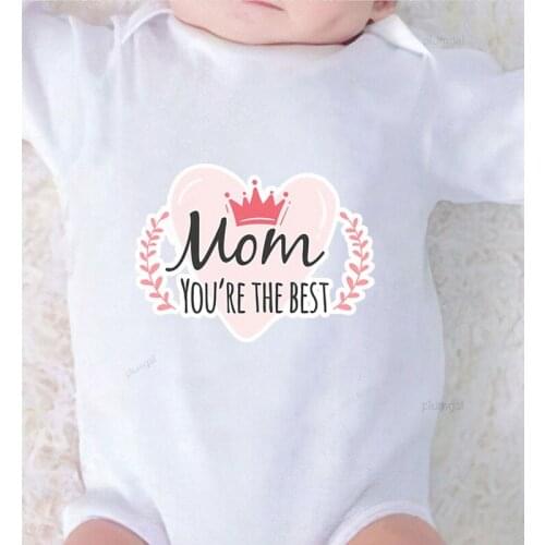 Toddler Jumpsuits Cotton Mom You're The Best Printing Newborn Clothing Girl Long Sleeve Baby Clothes Boy Kids Clothing Summer