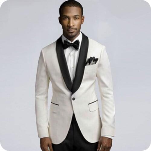 Ivory Wedding Men Suits Slim Fit Terno Tuxedos Groom Wear 2Pieces(Jacket+Pants) Birdegroom Suits Costume Homme Blazer Best Man