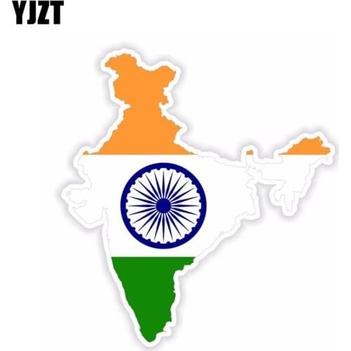 YJZT 12.2CM*13.3CM Creative India Map Flag Car Sticker Motorcycle Helmet PVC Decal 6-1604