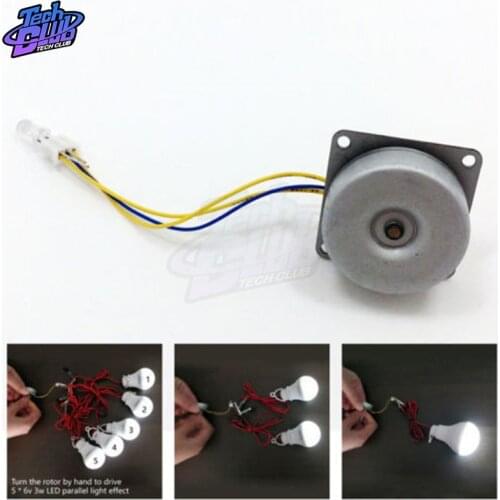 Small Generator Three-phase AC Brushless Generator Micro Wind Turbine Motor Hand Cranked Generator LED Lamp 3-24V DIY