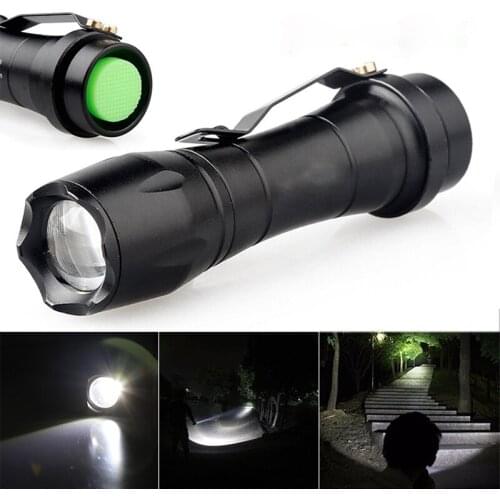 High Quality Zoomable Q5 AA / 14500 4000LM LED Flashlight Mini Torch with Super Bright for Household Outdoor Hiking Lamp Black