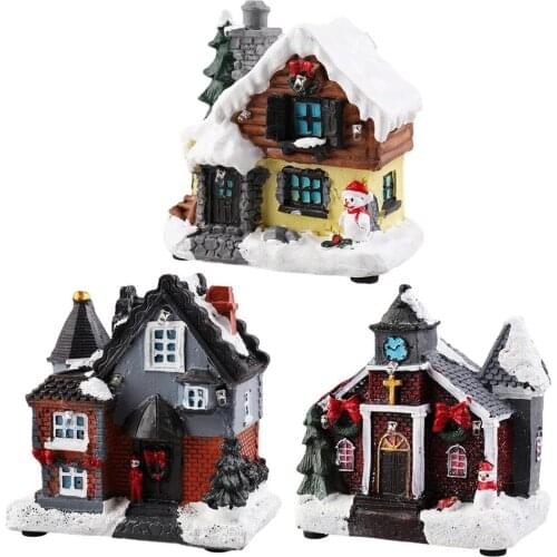 Resin Miniature House Furniture LED House Decorate Creative Christmas Resin Ornaments Gifts New Year Child Gift Party Home Decor