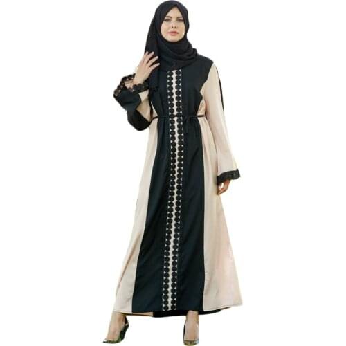 Plus size 2019 Adult lace cotton liene abaya ruffles stitching Musulmane Turkish Abaya Muslim Robes Prayer Worship Service Wj667
