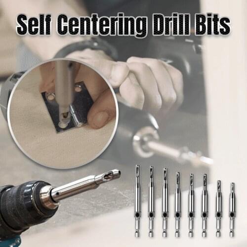 8pcs Self Centering Lock Hinge Drill Bit Set Hardware Drawer Pilot Hole Guides For Stainless Steel Drilling Bit Set Dropshipping