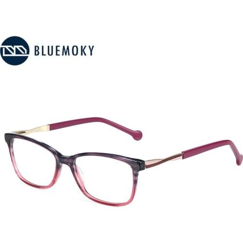 BLUEMOKY Brand Design Square Glasses Frame Women Ultralight Acetate Cat Eye Optical Spectacle Myopia Prescription Eyeglasses