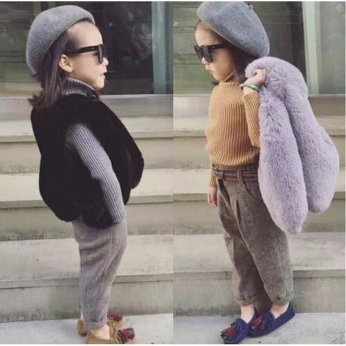 2017 Autumn and Winter Children Simple Faux Fur Waistcoats Girls Fake Fox Fur Vests Girl Fashion Thickening Warm Waistcoat