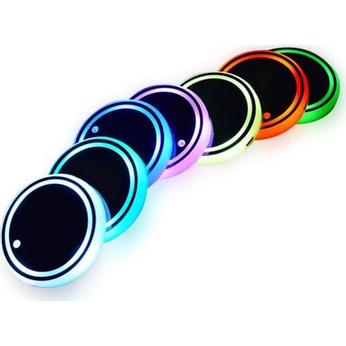 LED Cup Holder Lights Car Coasters with 7 Colors Changing Light USB Charging Luminescent Cup Pad Atmosphere Lamp Drink Mat