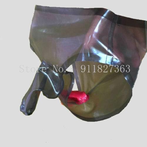 Transparent black Men Latex Rubber Shorts Penis Sheath Underwear Condom latex underwear penis condoms adult sex games