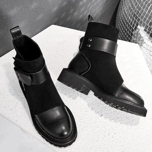 Doratasia 2020 belt buckle boot brand design genuine leather kid suede Woman Shoes boots Women ankle Boots female