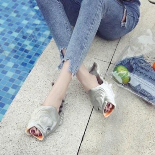 Funny Slippers Boys Unisex Fish Slippers Men 2021 Man Footwear Family House Shoes Men Large Size 24-45 Summer Beach Slippers