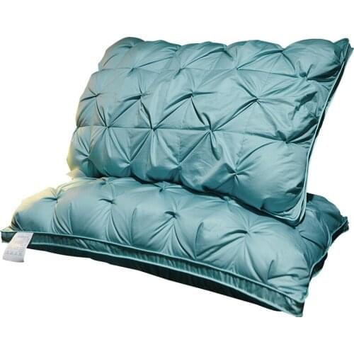 SongKAum 100% White Goose/Duck Down pillow for five-star hotels Solid simple pillows 100% Cotton Three-dimensional twist Cover