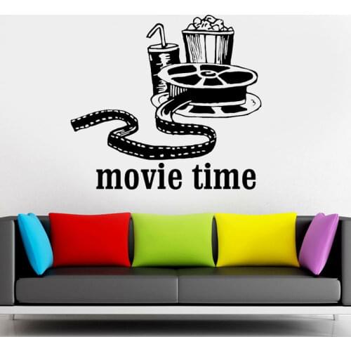 Modern Home Decor Wall Sticker Movie Time Cinema Film Popcorn Room Vinyl Interior Decoration Decals Removable Murals Poster 4816