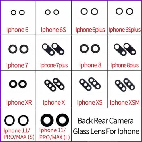 Rear Back Camera Lens Glass Cover with sticker adhesive Replacement Parts For iPhone 6 6s 7 8 Plus X XS Max XR 11PRO MAX