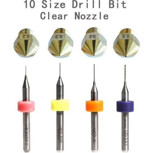 ULTRABOT 3D Printer Parts 10pcs/box Drill Bit for Cleaning Nozzle with 10 size 0.1mm 0.2 0.3 0.4mm 0.5 0.6mm 0.7 0.8 0.9 1.0mm